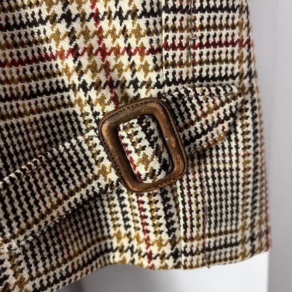 Burberrys Vintage Houndstooth Belted Topcoat Overcoat Jacket Large Double Breast - Picture 9 of 15